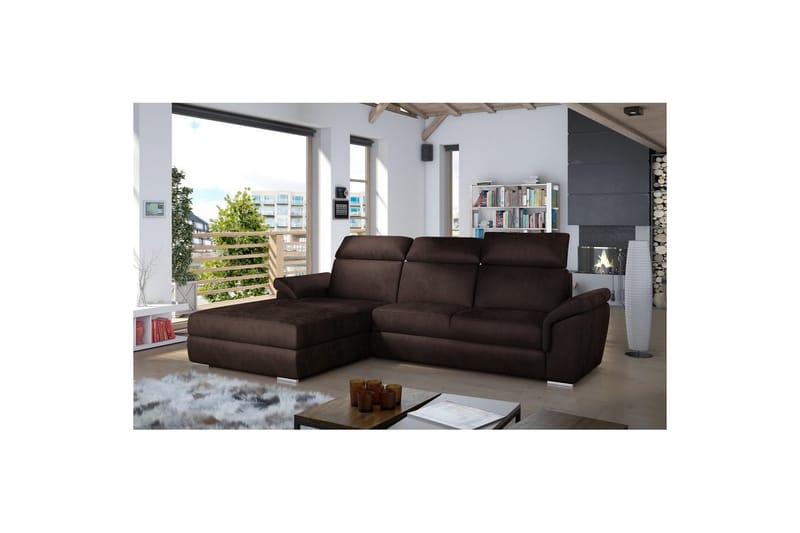Hörnsoffa Eltap Trevisco 272x216x100 cm - Monolith 29, Mörkbrun, Vänster - Möbler - Soffa - Bäddsoffa