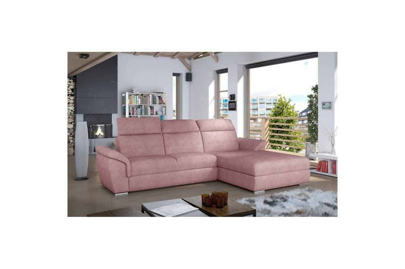 Hörnsoffa Eltap Trevisco 272x216x100 cm - Omega 91, Rosa, Höger - Möbler - Soffa - Bäddsoffa