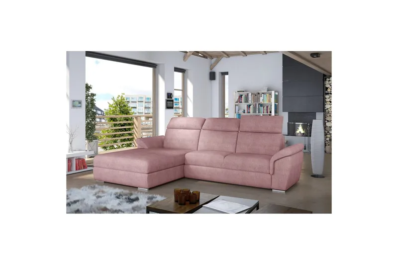 Hörnsoffa Eltap Trevisco 272x216x100 cm - Omega 91, Rosa, Vänster - Möbler - Soffa - Bäddsoffa