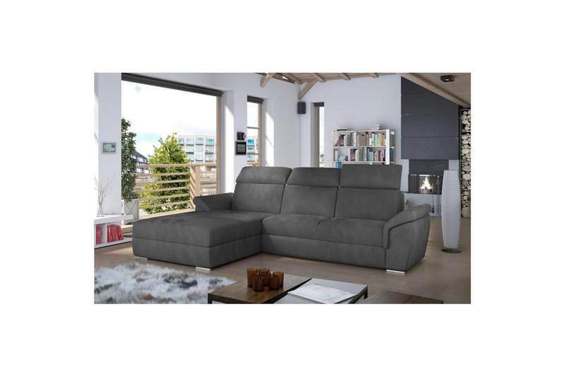 Hörnsoffa Eltap Trevisco 272x216x100 cm - Paros 06, Mörkgrå, Vänster - Möbler - Soffa - Bäddsoffa