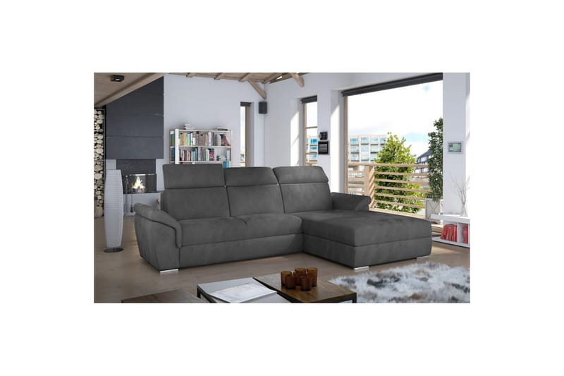 Hörnsoffa Eltap Trevisco 272x216x100 cm - Paros 06, Mörkgrå, Höger - Möbler - Soffa - Bäddsoffa