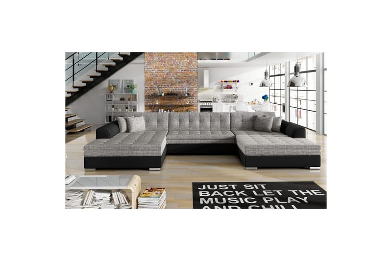 Hörnsoffa Eltap Vento 359x165x78 cm, Berlin 01, Soft 11, Grå, Symmetrisk