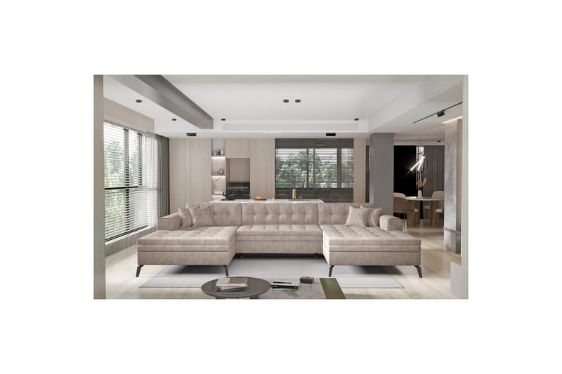 Hörnsoffa Eltap Vertizo 350x170x93 cm - Leve 18, Beige, Symmetrisk - Möbler - Soffa - Bäddsoffa