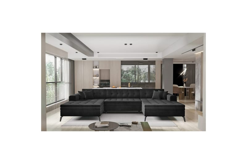 Hörnsoffa Eltap Vertizo 350x170x93 cm - Lukso 10, Svart, Symmetrisk - Möbler - Soffa - Bäddsoffa