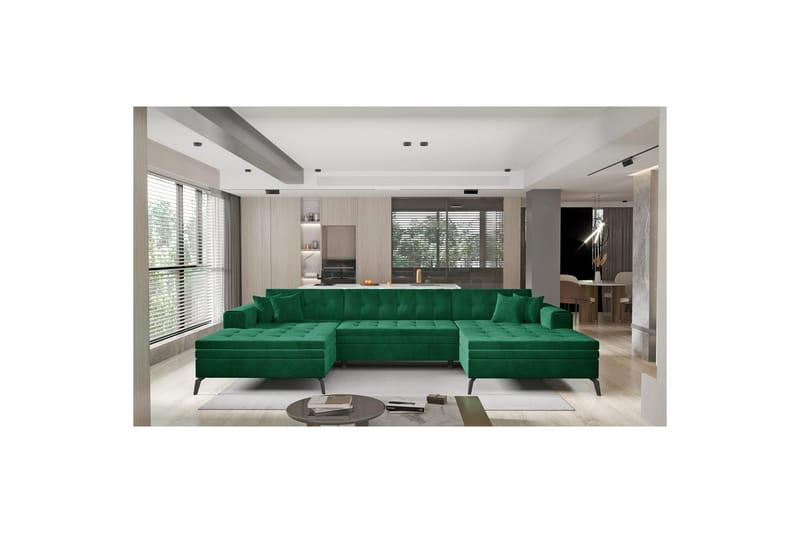 Hörnsoffa Eltap Vertizo 350x170x93 cm - Lukso 35, Mörkgrön, Symmetrisk - Möbler - Soffa - Bäddsoffa