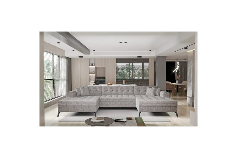 Hörnsoffa Eltap Vertizo 350x170x93 cm - Marte 130, Grå, Symmetrisk - Möbler - Soffa - Bäddsoffa