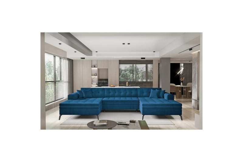 Hörnsoffa Eltap Vertizo 350x170x93 cm - Nube 40, Mörkblå, Symmetrisk - Möbler - Soffa - Bäddsoffa