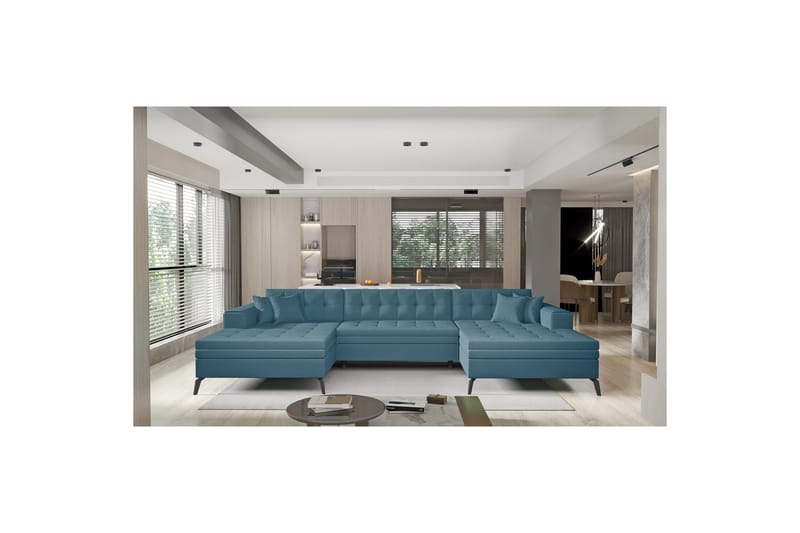 Hörnsoffa Eltap Vertizo 350x170x93 cm - Savoi 38, Blå, Symmetrisk - Möbler - Soffa - Bäddsoffa