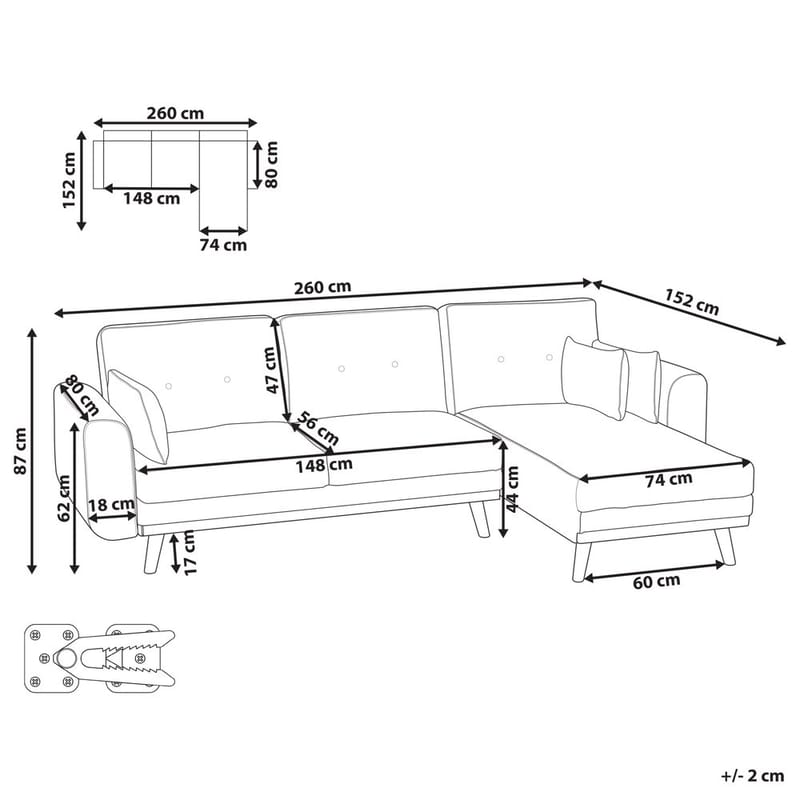 Hörnsoffa Kaarina - Vit, brun - Möbler - Soffa - Bäddsoffa