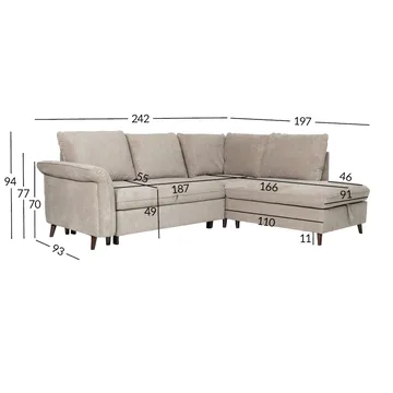 Hörnsoffa Lindy ljusbrun Högerhörn - ljusbrun - Möbler - Soffa - Bäddsoffa