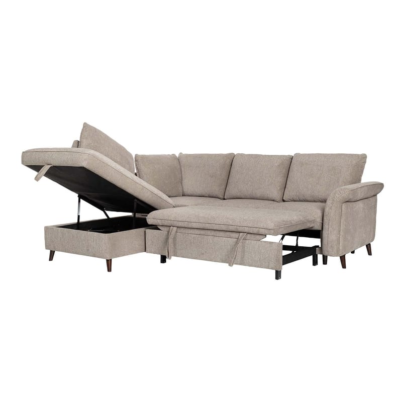Hörnsoffa Lindy Vänsterhörn - ljusbrun - Möbler - Soffa - Bäddsoffa