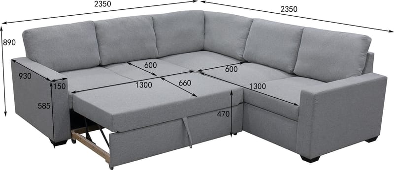 Hörnsoffa med bäddfunktion och förvaring - Grå - Möbler - Soffa - Bäddsoffa