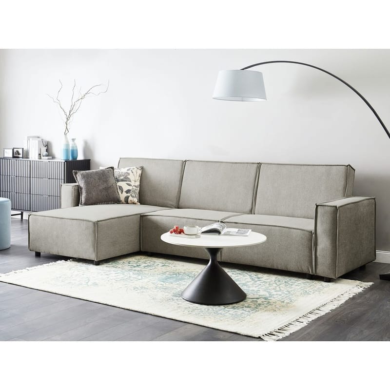 Hörnsoffa Romedal II - Beige, svart/Högervänd - Möbler - Soffa - Bäddsoffa
