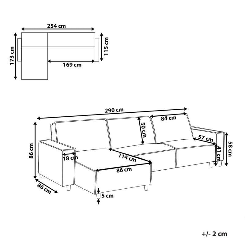 Hörnsoffa Romedal II - Beige, svart/Högervänd - Möbler - Soffa - Bäddsoffa