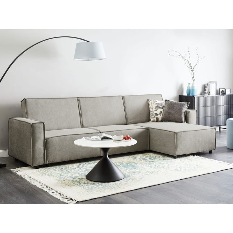 Hörnsoffa Romedal II - Beige, svart/Vänstervänd - Möbler - Soffa - Bäddsoffa
