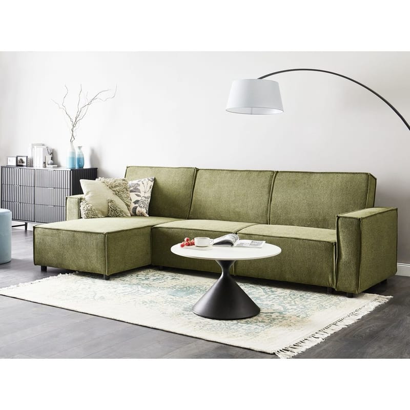 Hörnsoffa Romedal II - Grön, Svart/Högervänd - Möbler - Soffa - Bäddsoffa