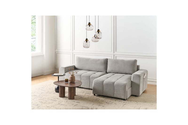 Hörnsoffa till vänster Vänstervänd Innvik - Grå, 213x156 cm - Möbler - Soffa - Bäddsoffa