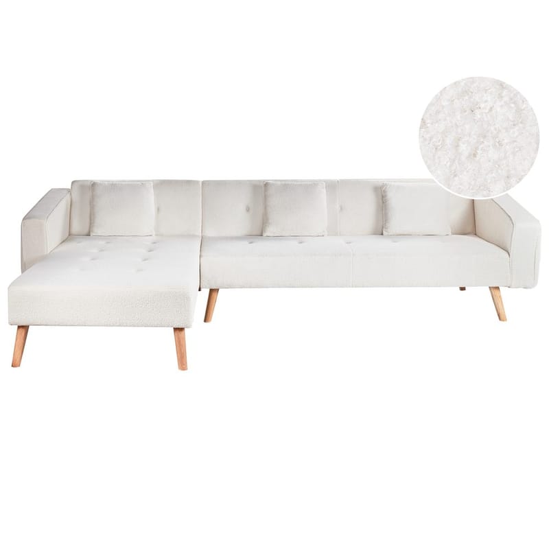 Hörnsoffa Vadso, Vit, ljust trä/Högervänd