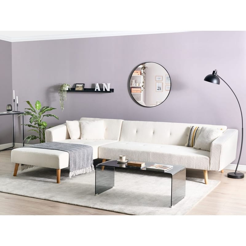 Hörnsoffa Vadso - Vit, ljust trä/Högervänd - Möbler - Soffa - Bäddsoffa