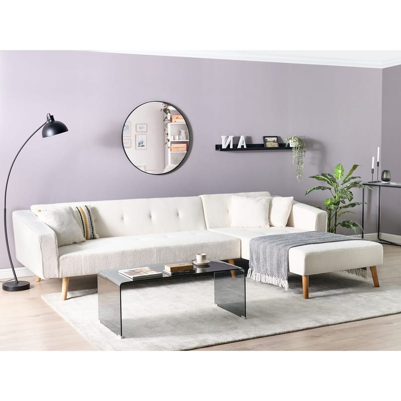 Hörnsoffa Vadso - Vit, ljust trä/Vänstervänd - Möbler - Soffa - Bäddsoffa