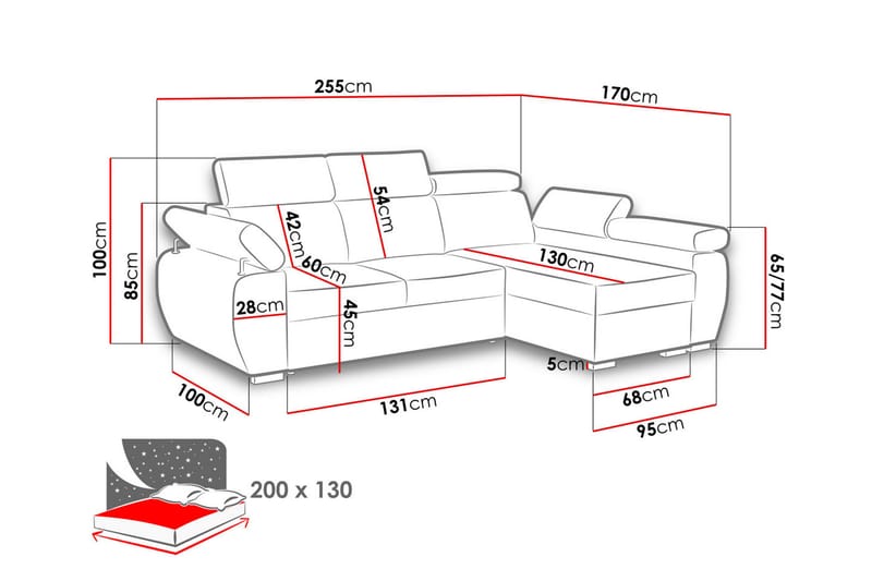 Halliday Hörnsoffa Höger - Mörkgrå - Bäddsoffa - Bäddsoffa divan - Sammetssoffa