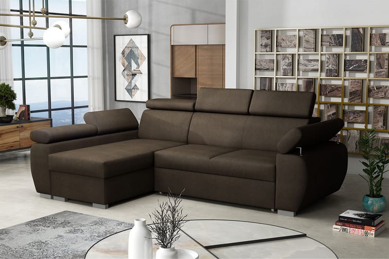 Halliday Hörnsoffa Vänster - Brun - Möbler - Soffa - Bäddsoffa