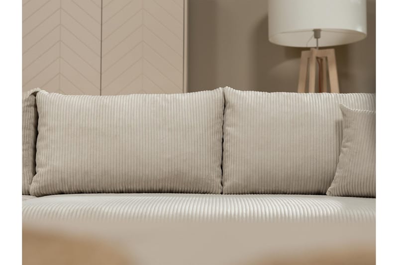 Handda 3-sits Vänstervänd Bäddsoffa med Divan och Schäslong i Tyg - Beige - Möbler - Soffa - Bäddsoffa