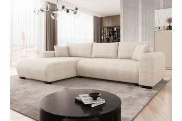 Handda 3-sits Vänstervänd Bäddsoffa med Divan och Schäslong i Tyg - Beige - Möbler - Soffa - Bäddsoffa