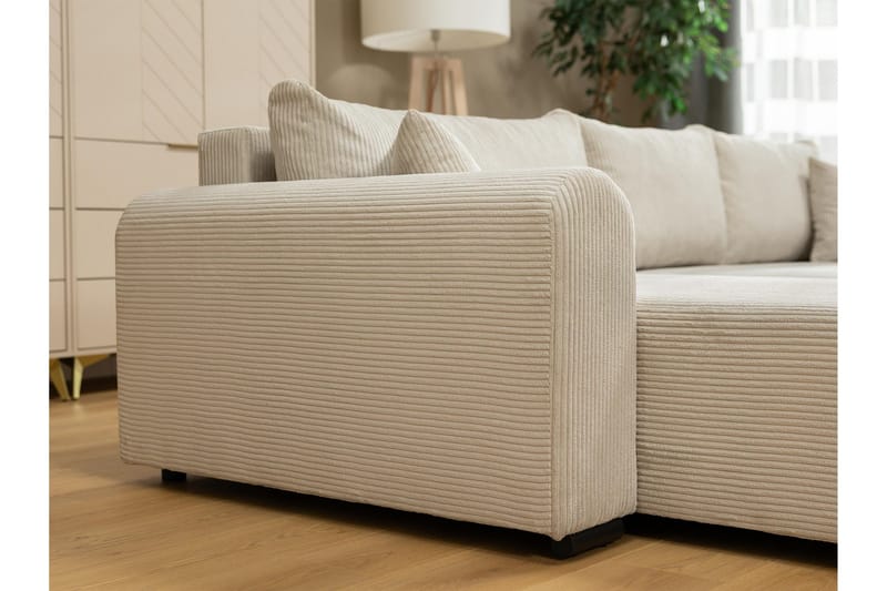 Handda 3-sits Vänstervänd Bäddsoffa med Divan och Schäslong i Tyg - Rostbrun - Möbler - Soffa - Bäddsoffa