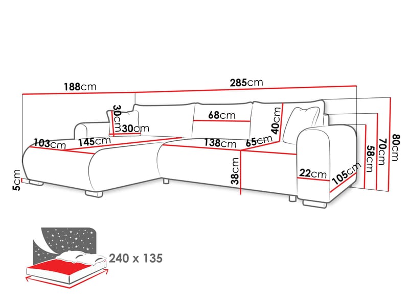 Handda 4-sits Divansoffa Vänster - Möbler - Soffa - Bäddsoffa