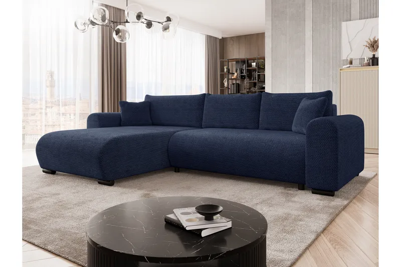 Handda Bäddsoffa med Divan 3-sits i Chenille - Marinblå - Möbler - Soffa - Bäddsoffa