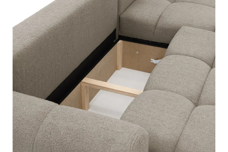 Handu Bäddsoffa med Divan 3-sits i Bouclé - Beige - Möbler - Soffa - Bäddsoffa