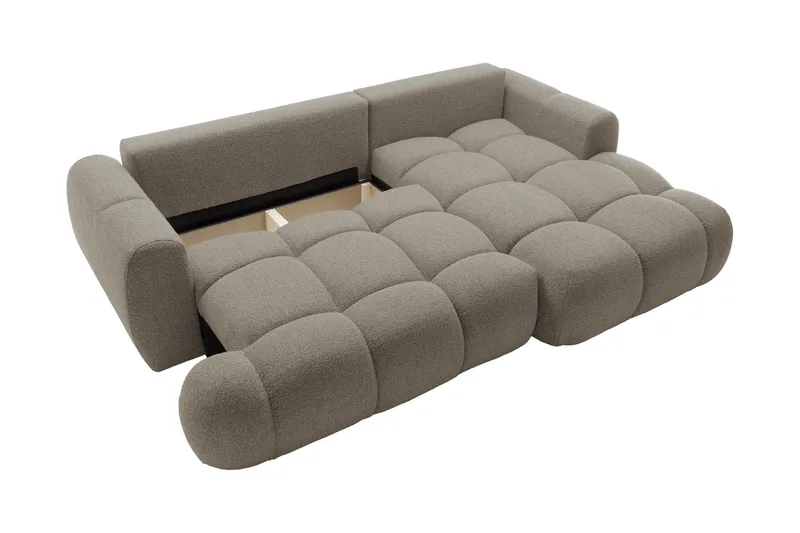 Handu Bäddsoffa med Divan 3-sits i Bouclé - Brun - Möbler - Soffa - Bäddsoffa