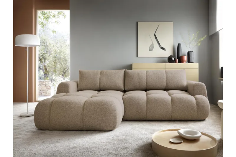 Handu Bäddsoffa med Divan 3-sits i Bouclé - Brun - Möbler - Soffa - Bäddsoffa