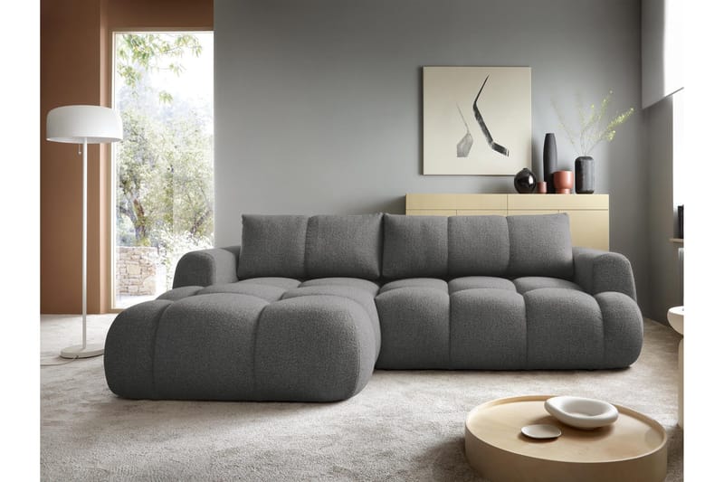 Handu Bäddsoffa med Divan 3-sits i Bouclé - Mörkgrå - Möbler - Soffa - Bäddsoffa