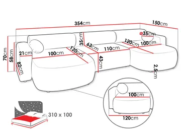Hanish Bäddsoffa Dubbeldivan 5-sits - Grå - Möbler - Soffa - Bäddsoffa