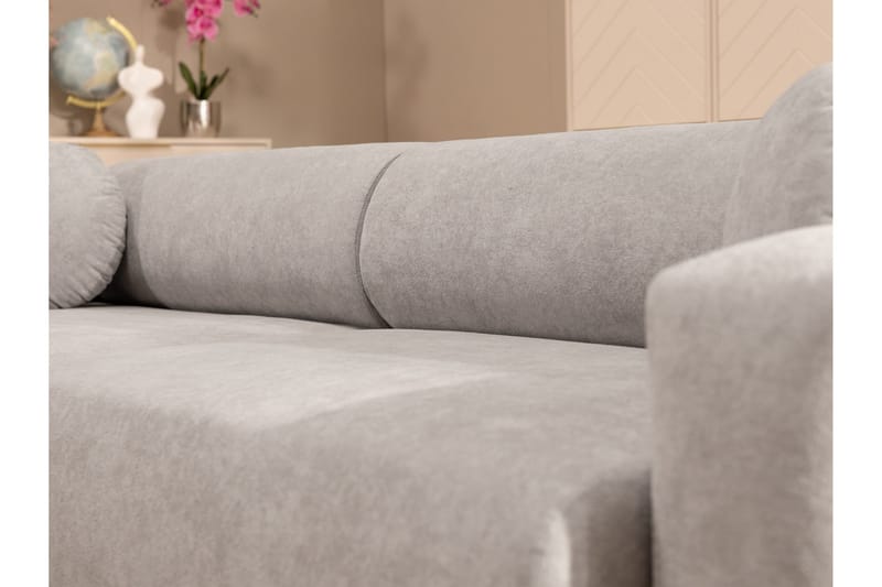Hanish Bäddsoffa med Divan 3-sits i Plysch - Beige - Möbler - Soffa - Bäddsoffa