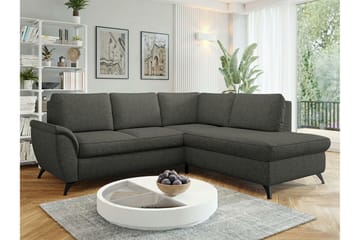 Hereford 3-sits Höger Hörnbäddsoffa 126x185 cm med Förvaring i Tyg - Grå - Möbler - Soffa - Bäddsoffa