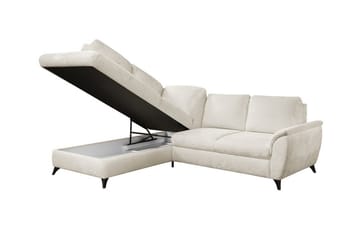 Hereford 3-sits Höger Hörnbäddsoffa 126x185 cm med Förvaring i Tyg - Grå - Möbler - Soffa - Bäddsoffa