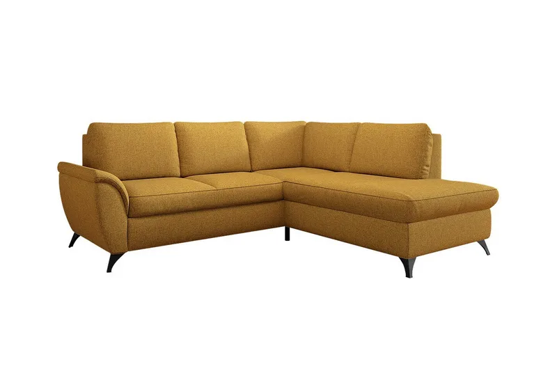 Hereford 3-sits Höger Hörnbäddsoffa 126x185 cm med Förvaring i Tyg - Gul - Möbler - Soffa - Bäddsoffa