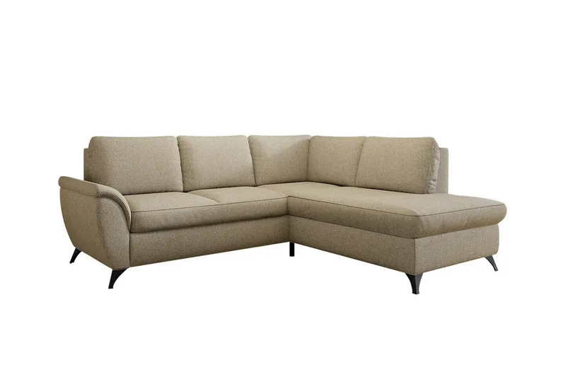 Hereford 3-sits Höger Hörnbäddsoffa med Förvaring i Tyg, Beige