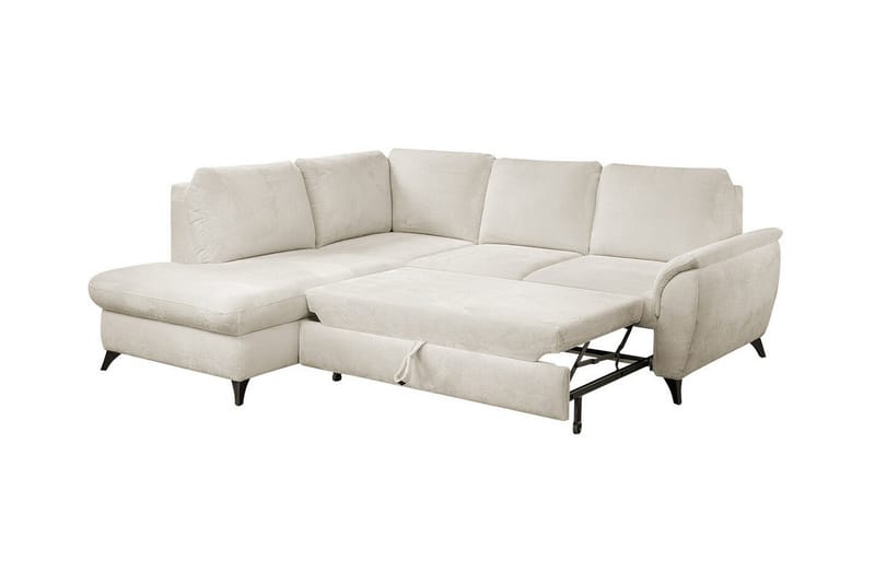 Hereford 3-sits Höger Hörnbäddsoffa med Förvaring i Tyg - Benvit - Möbler - Soffa - Bäddsoffa