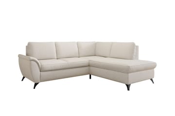 Hereford 3-sits Höger Hörnbäddsoffa med Förvaring i Tyg - Benvit - Möbler - Soffa - Bäddsoffa