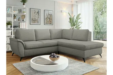 Hereford 3-sits Höger Hörnbäddsoffa med Förvaring i Tyg - Grå - Möbler - Soffa - Bäddsoffa