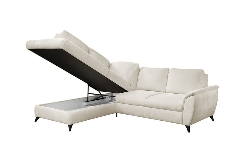 Hereford 3-sits Höger Hörnbäddsoffa med Förvaring i Tyg - Taupe - Möbler - Soffa - Bäddsoffa