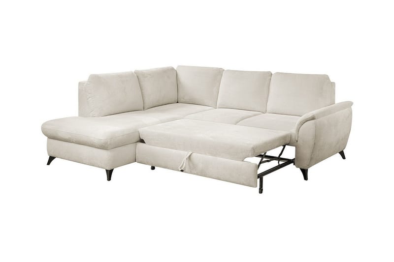 Hereford 3-sits Vänster Hörnbäddsoffa 126x185 cm med Förvaring i Tyg - Gräddvit - Möbler - Soffa - Bäddsoffa