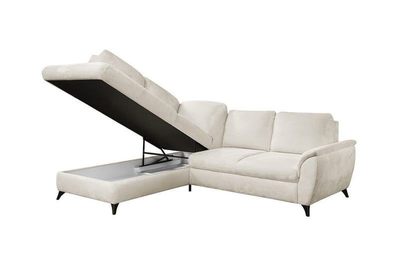 Hereford 3-sits Vänster Hörnbäddsoffa 126x185 cm med Förvaring i Tyg - Gul - Möbler - Soffa - Bäddsoffa