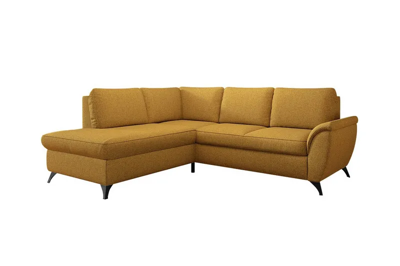 Hereford 3-sits Vänster Hörnbäddsoffa 126x185 cm med Förvaring i Tyg, Gul