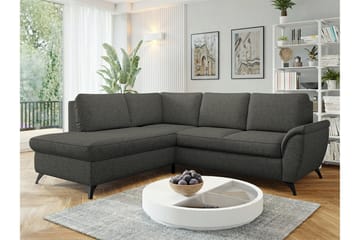 Hereford 3-sits Vänster Hörnbäddsoffa 126x185 cm med Förvaring i Tyg - Mörkgrå - Möbler - Soffa - Bäddsoffa