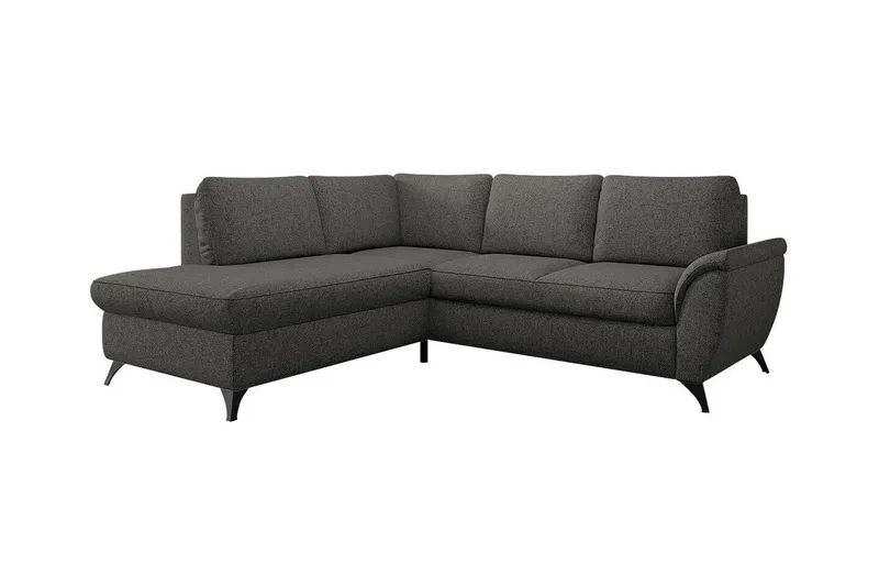 Hereford 3-sits Vänster Hörnbäddsoffa 126x185 cm med Förvaring i Tyg, Mörkgrå